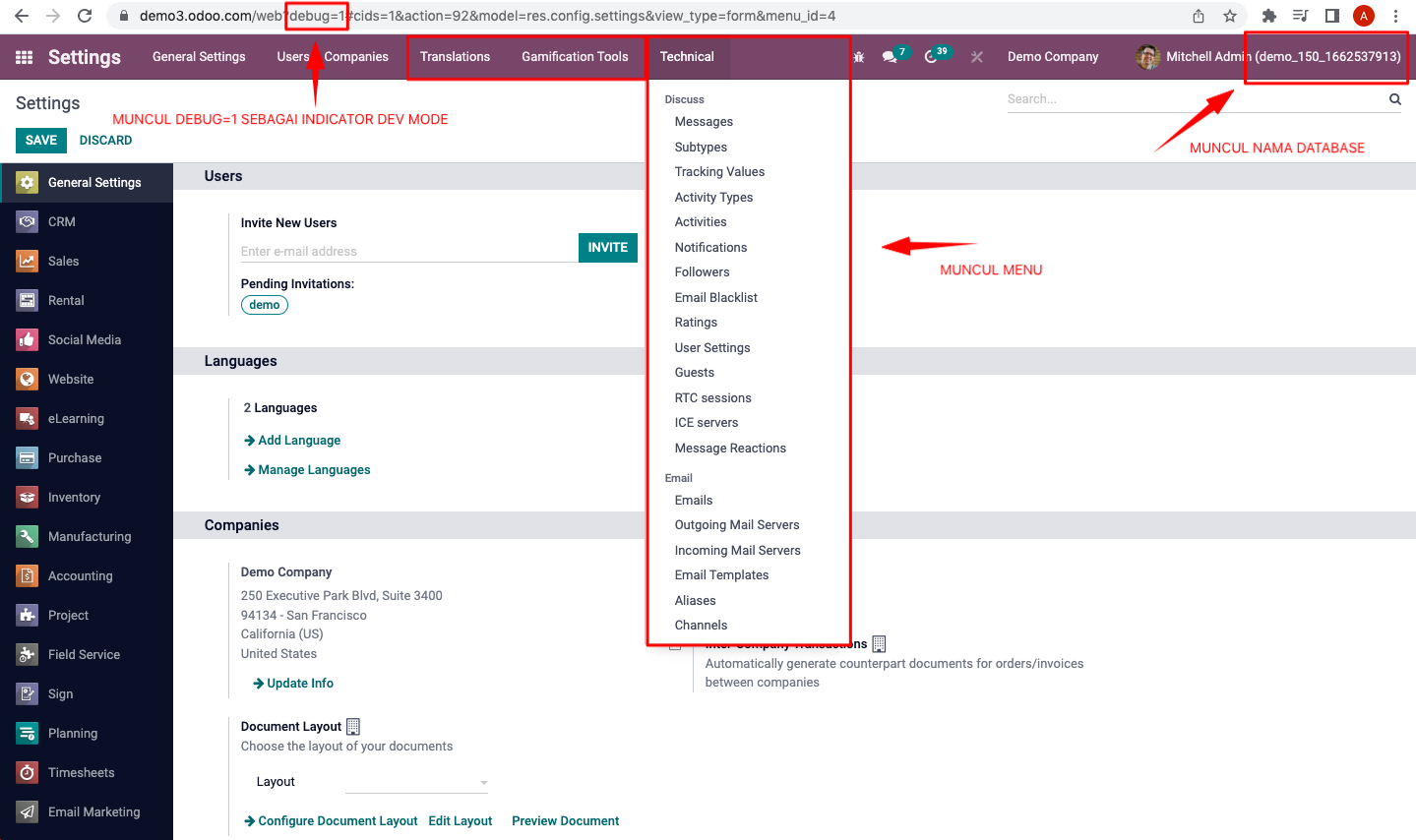 Mengaktifkan Developer Mode di odoo ALPHASOFT
